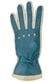  Teal Dots Leather Glove