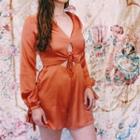  Tangerine Satin Romper