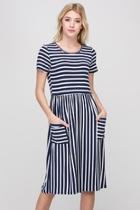  Navy Stripes Pocket-dress