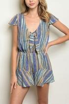  Stripe Romper With Knot Detail