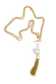  Baroque-pearl-gold Tassel Necklace