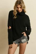  Cut-out Sleeve Turtleneck