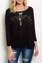  Black Printed Top
