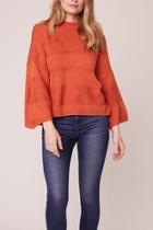  Orange Boxy 3/4 Sleeve Sweater
