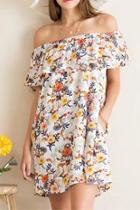  Off-shoulder Flower Dress