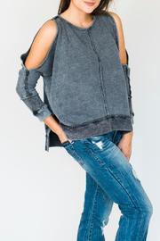  Distressed Open-shoulder Top