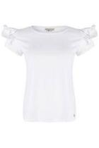  White Ruffle Shoulder Top