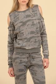  Coldshoulder Camo Sweater