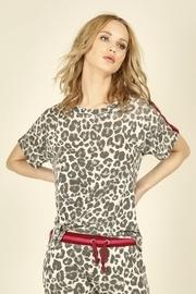  Neon Stripe Side Tie Leopard Shirt
