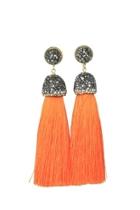  Orange Cotton Tassel Earring