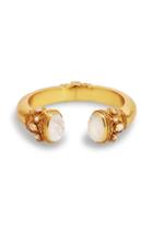  Savannah Hinge Cuff Gold Iridescent Clear Crystal & Pearl Accents