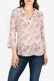  Floral-blouse With Flounce-sleeves
