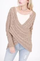  Cross Cable Taupe Sweater