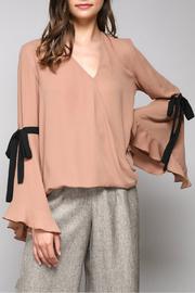  Tie Bell Sleeve V Neck Top