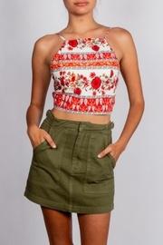  Red-print Tie-halter Top