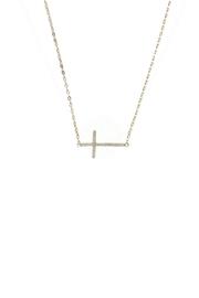  Pave Sideways Cross Necklace
