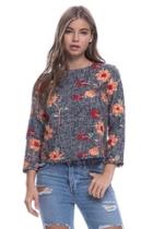  Embroidered Tweed Top