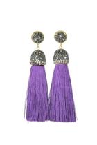  Purple Cotton Tassel Earring