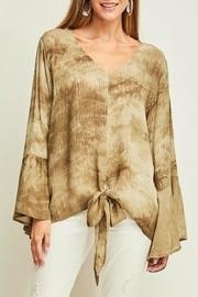  Tie-front Bell-sleeve Top