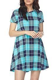  Blue Plaid Tunic Dress