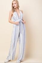  Striped Halter Jumpsuit