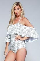  Checkered One-piece Swimsuit