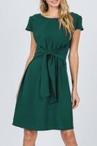  Hunter-green Midi Waist-tie-dress