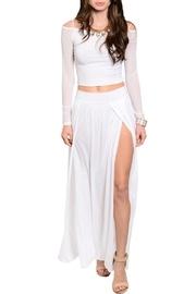  White Mesh-skirt Set