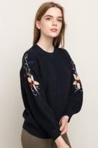  Embroidered Sleeve Sweater