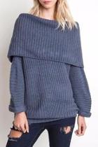  Foldover Ribbed Sweater