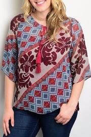  Blue & Burgundy Plus Top