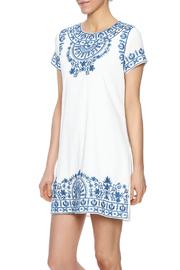 White Blue Embroidered Dress