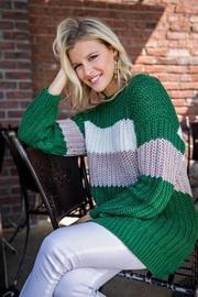  Green Colorblock Sweater