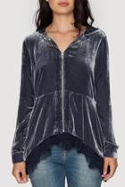  Velvet Peplum Hoodie