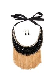  Black-&-gold-tassel Bib-necklace-set