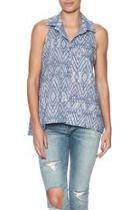  Sleeveless Print Button Down