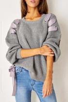  Grey Lace Up Jumper