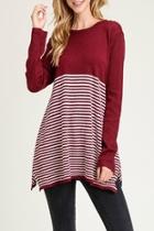  Striped Asymmetric-hemline Sweater