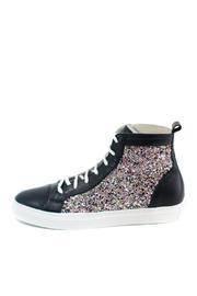  Black Glitter Leather High Tops