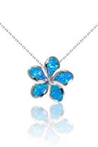  Blue-opal Plumeria Pendant