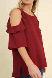  Cold-shoulder Ruffled-sleeve Top