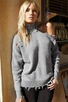  Grey Distressed Sweater