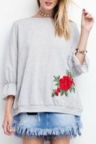  Floral Embroidered Pullover