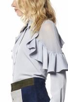  Grey Ruffle Blouse