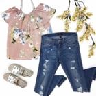  Rose Floral Print Top