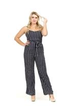  Belted Pinstripe Jumpsuit