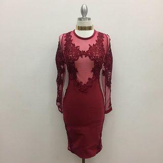  Red Sheer Dress
