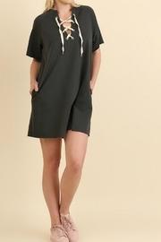  Drawstring Neckline Pocket-dress