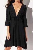  V Neck Pleated Dress
