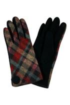  Plaid-button Smart Touch-mittens